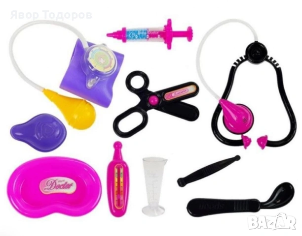 Детска докторска чанта Baby Doc с аксесоари – Червена, снимка 2 - Образователни игри - 53738884