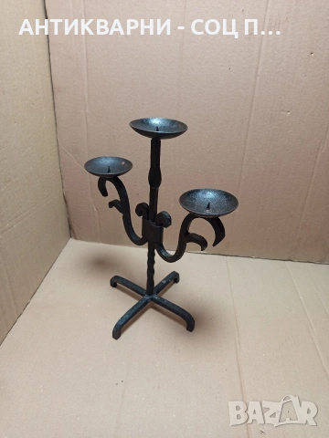 Стар Метален Свещник От Ковано Желязо Номер 578., снимка 3 - Антикварни и старинни предмети - 53180494