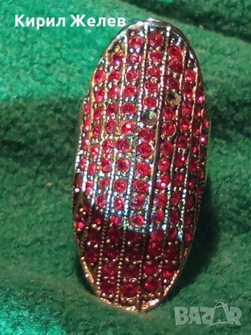 ЗЛАТИСТ ФЕШЪН АРТ ДИЗАЙНЕРСКИ ПРЪСТЕН РЕГУЛИРУЕМ с ЦВЕТНИ КРИСТАЛЧЕТА 25068, снимка 3 - Пръстени - 36422966