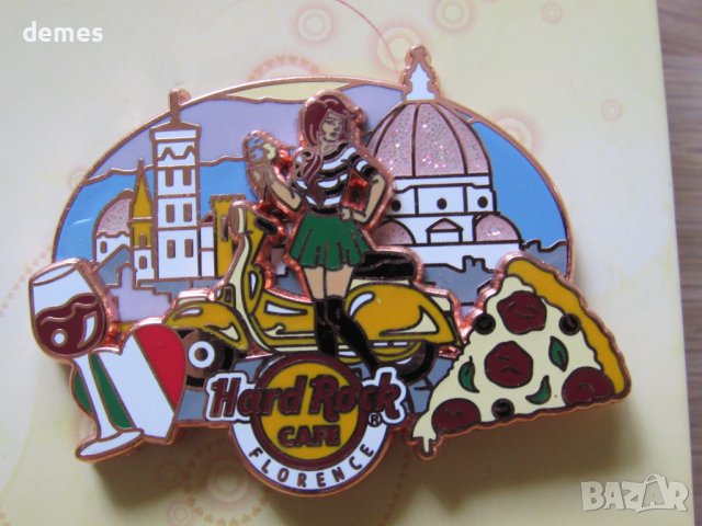 Оригинална метална значка Hard Rock Cafe Флоренция, Италия, снимка 4 - Колекции - 41729214