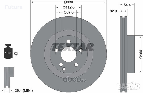 предни спирачни дискове TEXTAR Мерцедес / Mercedes-benzz, снимка 2 - Части - 44819816