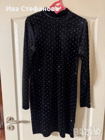 Нова парти бляскава коктейлна официална черна кадифе кадифена рокля, снимка 5 - Рокли - 52619442