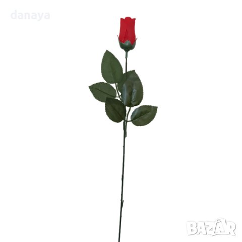 3752 Изкуствена червена роза за декорация, 65 см, снимка 2 - Изкуствени цветя - 41057864