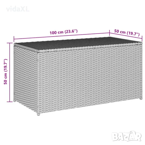 vidaXL Градински сандък за съхранение, полиратан, 100x50x50 см, кафяв, снимка 8 - Ракли - 56147633