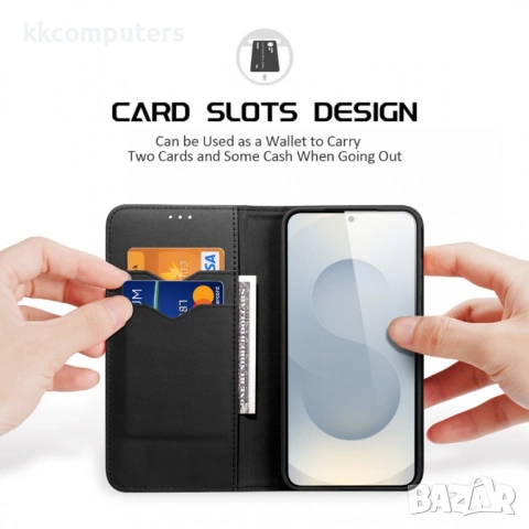 DUX DUCIS Hivo Кожен Калъф за Samsung S26+ - Кравешка кожа, RFID защита, Портфейл, Стойка, снимка 2 - Калъфи, кейсове - 53705567