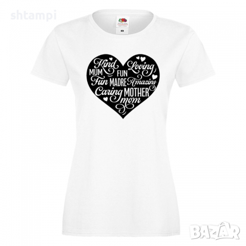 Дамска тениска Mother Heart Words 2,Празник на Майката,Подарък,Изненада,Рожден Ден, снимка 2 - Тениски - 36297292