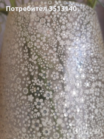 Стъклена ваза ръчно нанесен декор, лак 26 см, снимка 3 - Вази - 53681092