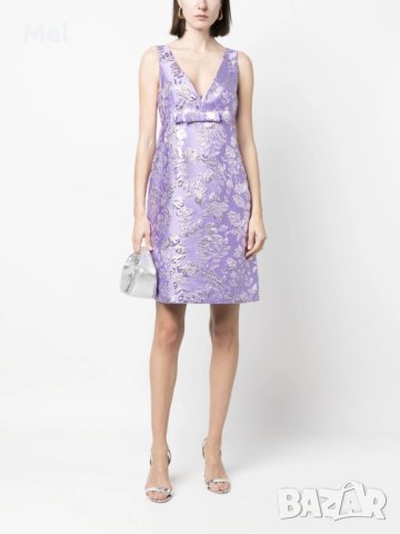 P.A.R.O.S.H. маркова лилава флорална металик-жакард рокля, НОВА, р-р М, 2023, снимка 3 - Рокли - 44185842