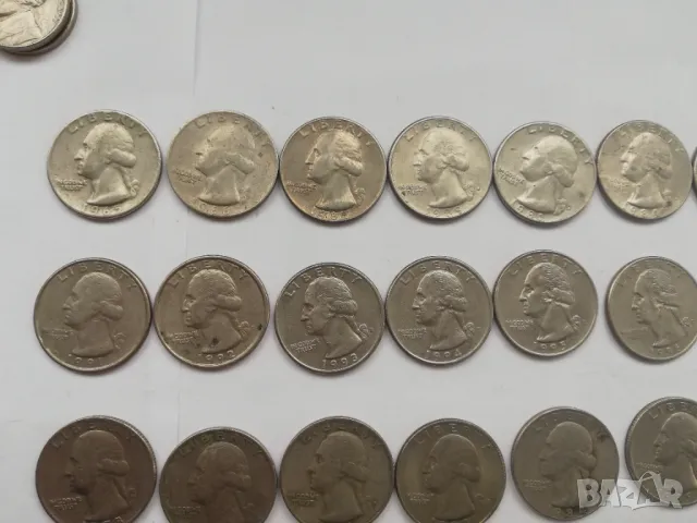 голям лот от 31 монети от 1/4 долар от различни години