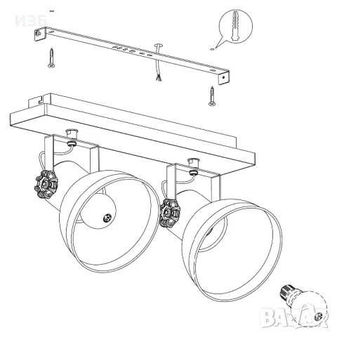 EGLO-Метален спот, кафяво-патина, eglo, barnstaple, 2x40w, снимка 4 - Лампи за таван - 50293715
