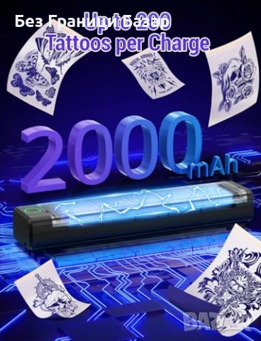 Нов Преносим тату шаблон принтер без мастило Android iOS с трансферна хартия, снимка 3 - Принтери, копири, скенери - 53036587