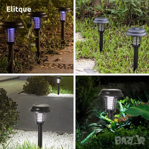 Соларна лампа против комари за открито – комплект 2 броя с UV защита и декоративно осветление, снимка 3 - Декорация за дома - 53040953