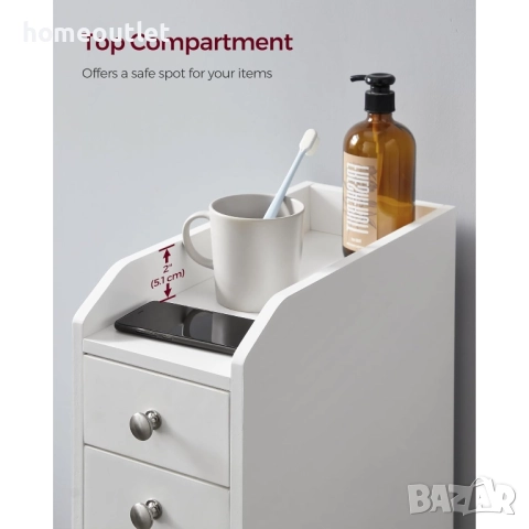 ПРОМОЦИЯ Шкаф за баня от MDF в бяло VASAGLE BBC847P31, снимка 3 - Шкафове - 52704084