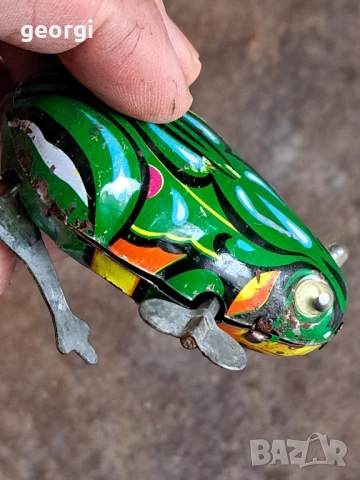 стара механична ламаринена играчка жаба от соца 29/5, снимка 6 - Колекции - 52532115