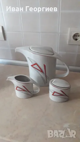 Порцеланов комплект захарница и канички, снимка 3 - Сервизи - 48052275