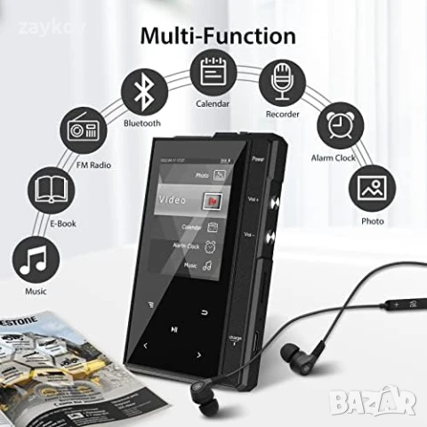 32GB MP3 плейър с Bluetooth 5.0, преносим музикален плейър Phinistec Z6 с HD, снимка 3 - Bluetooth тонколони - 50551658