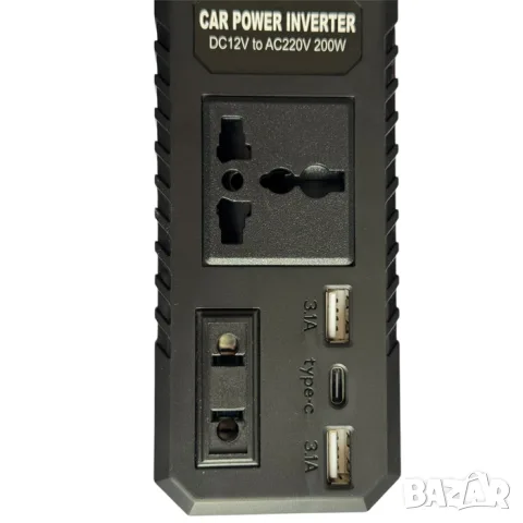 Автомобилен инвертор 12V към 220V 200W с USB порт, снимка 3 - Аксесоари и консумативи - 55862145