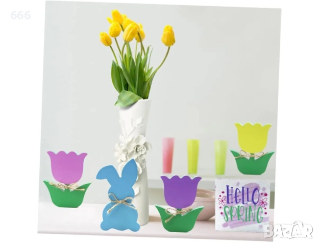 5 бр. дървени фигурки с цветен дизайн, снимка 3 - Други стоки за дома - 53576261