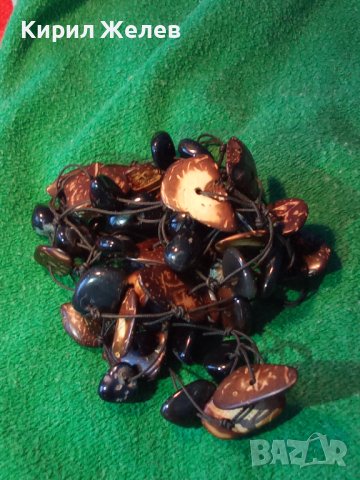 ШАРМАНТНО ХЕНД МЕЙД ВЕЧЕРНО ЛЯТНО АРТ КОЛИЕ ОГЪРЛИЦА от КОКОС и ЧЕРЕН ОНИКС 56541