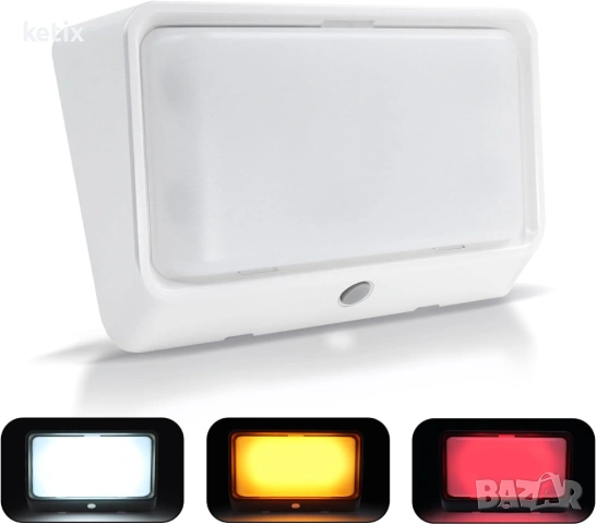 12 V LED лампа за външна веранда за кемпери с превключвател, 3 режима на осветление 