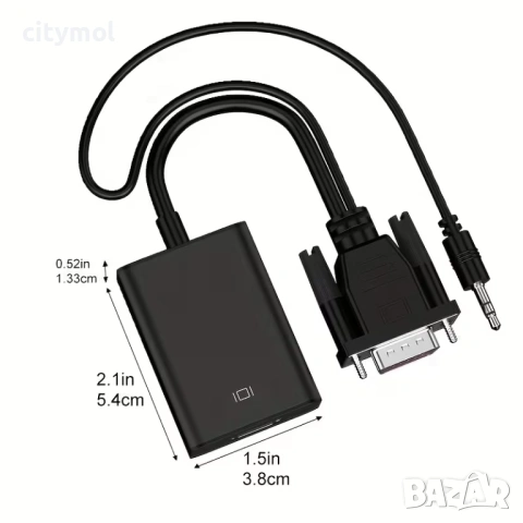 VGA към HDMI 1080P HD Audio TV AV HDTV видео, адаптер кабел конвертор, снимка 9 - Кабели и адаптери - 53114498