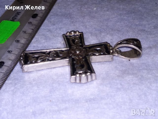 ПОСРЕБРЕН ФЛОРАЛНО ОРНАМЕНТИРАН с НИЕЛО ЕФЕКТ НАГРЪДЕН РЕТРО АРТ КРЪСТ от БЛАГОРОДНА СТОМАНА 37995, снимка 9 - Колиета, медальони, синджири - 41389440