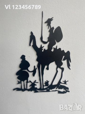 "Дон Кихот и Санчо Панса " на Пикасо - метално стенно пано, снимка 2 - Други - 52020400