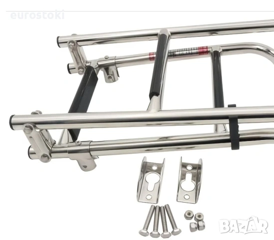 Стълба за лодка, 4 стъпала, неръждаема стомана, сгъваема, сребриста. 88 см