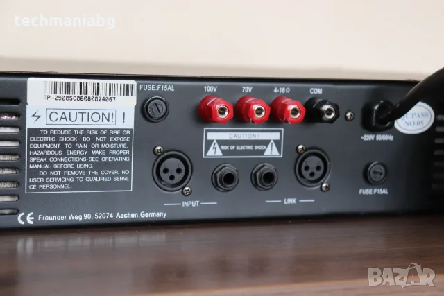 Професионален PA усилвател HED AP-2500 – 660W / 100V / 70V / 4-16Ω, снимка 4 - Ресийвъри, усилватели, смесителни пултове - 56225680
