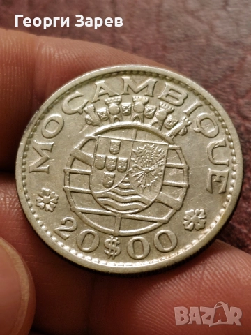 Португалска колониална империя, колония Мозамбик,20 ескудо 1960 год, сребро 10.00 гр, проба 720,, снимка 3 - Нумизматика и бонистика - 52795041