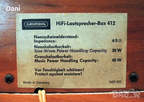 винтидж тонколони Grundig Hi-Fi Lautsprecher Box 412 68г., снимка 4 - Тонколони - 41915244