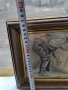 Стара картина рисунка подпис хубава дървена рамка, снимка 7