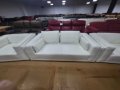Бял кожен комплект тройка с два фотьойла, снимка 1 - Дивани и мека мебел - 39955019