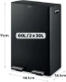 Кош за рециклиране Tower T838023BLK с педал, две отделения по 30 литра, 60 литра, черен, снимка 6
