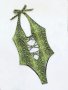 Зелен неонов змийски цял бански, М, снимка 1