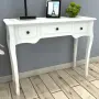 vidaXL Конзолна маса с 3 чекмеджета, бяла, снимка 2