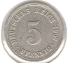 Germany-5 Pfennig-1907 A-KM# 11-Wilhelm II-type 2-small shield, снимка 1