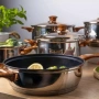 Комплект съдове за готвене от 12 части – Неръждаема стомана, равномерно нагряване и лесна поддръжка, снимка 4