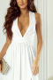 Дълга елегантна дамска рокля в бяло, с цепка и ефектен гръб, снимка 11