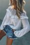 Дамска блуза в бяло с дълъг ръкав и къдрички, снимка 1 - Блузи с дълъг ръкав и пуловери - 40698134
