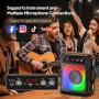 Нова Преносима караоке тонколона 60W 2 микрофона Bluetooth TWS USB AUX за парти купон, снимка 7