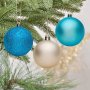 54 броя Комплект коледни топки + гирлянд, Тюркоаз и Шампанско в 4 размера, снимка 3