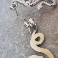 Нови стоманени обеци змии, сребристи , снимка 2 - Обеци - 41802898