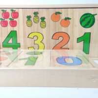 Големи дървени числа с плодове пъзел в кутия за най малките, снимка 2 - Образователни игри - 25012778