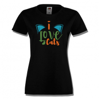 Дамска тениска I Love Cats,Тениска с Кучета,Животни,Изненада,Празник, снимка 3 - Тениски - 36428268