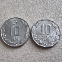 Манета . Чили.10 и  10 цента . 1974 и  1979 година., снимка 1 - Нумизматика и бонистика - 41480882