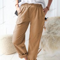 Нови дамски едноцветни ежедневни еластични прави панталони с висока талия, 9цвята - 023, снимка 9 - Панталони - 41249456