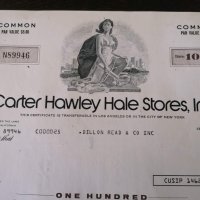 Сертификат за 100 акции | Carter Hawley Hale Stores | 1975г., снимка 3 - Други ценни предмети - 34641386