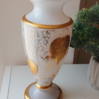 Изящна двуцветна ваза с 24 каратово злато.Vases for flowers Bohemia, снимка 7 - Вази - 40838253