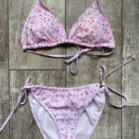 Нов бледо бебешко розово бански комплект флорален принт нежни цветя , снимка 4 - Бански костюми - 41704853